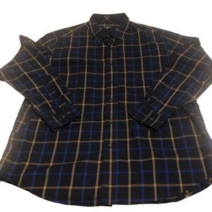 George Men’s Size 46/48 Button Down Dress Shirt Dark Navy Multi Plaid